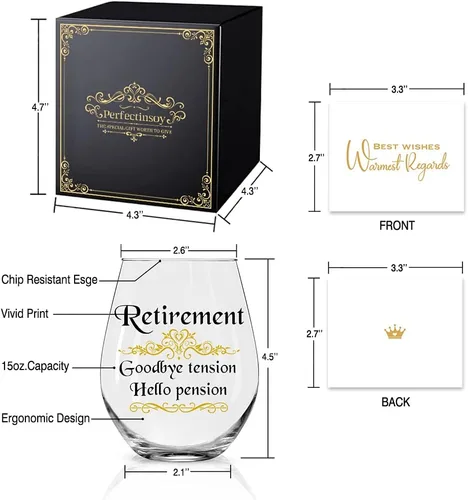 Miniatura 2 de Perfectinsoy Vaso de vino con caja de regalo, regalo de jubilación 2025 para mujeres, compañeras de trabajo, amigas, jefas, enfermeras, regalos