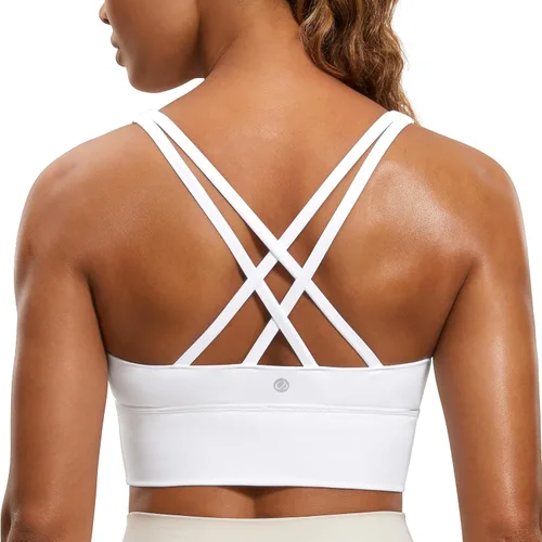 CRZ YOGA Brasier deportivo con tirantes delgados para mujer, de impacto medio, cruzado, para yoga, acolchado, para entrenamiento