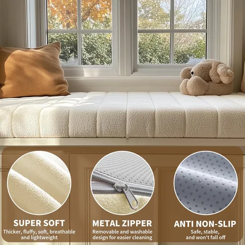 Miniatura 6 de Amgo Cojín de banco personalizado para muebles de interior/exterior, cojín de asiento de ventana de forro polar circular antiarañazos de mascotas