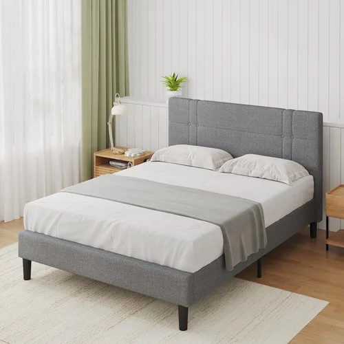 Miniatura 10 de Novilla - Base de cama Queen con cabecero, base de cama tamaño Queen con soporte de listones de madera, cabecero tapizado de terciopelo con puntos