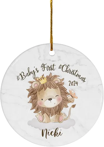 Miniatura 23 de FLOCHIL Adorno Personalizado de Primera Navidad del Bebé 2024 Niño, Adorno Colgante de Elefante de Porcelana Elefante 2