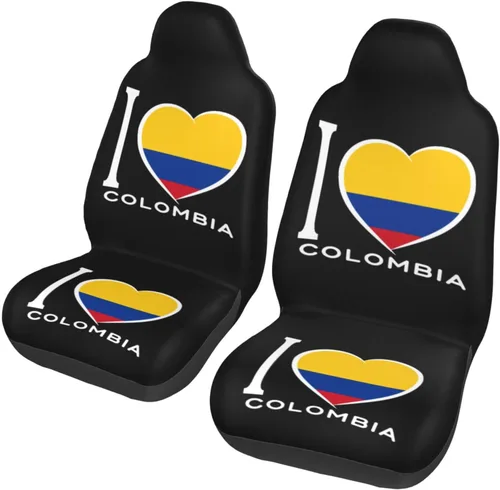 I Love Colombia - Juego completo de 2 fundas universales para asientos delanteros, se adapta a la mayoría de automóviles, SUV y camiones