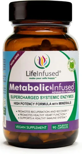 Life Infused Infusión metabólica: mezcla de 11 enzimas sistémicas de primera calidad y 72 minerales clave para funciones corporales óptimas y un