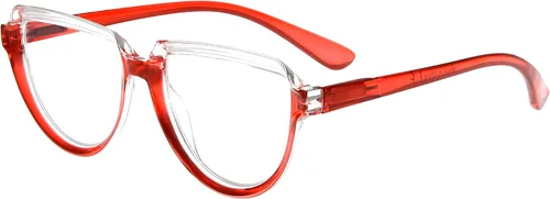 Eyekepper Gafas para Mujeres Lectura - Señoras Media Luna Diseño Lectores - Transparente/Rojo +2.50, Transparente/Rojo