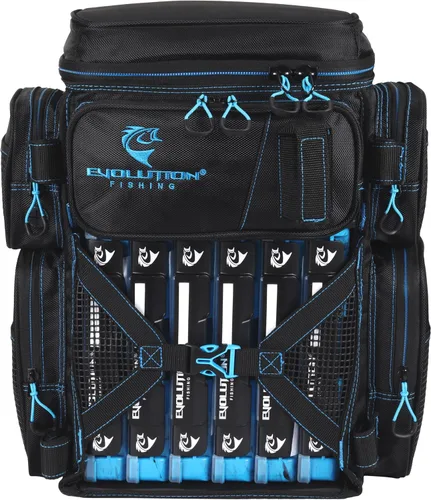 Miniatura 4 de Mochila para aparejos de pesca Evolution Drift Series, mochila de camping con 6 bandejas para aparejos de pesca, resistente