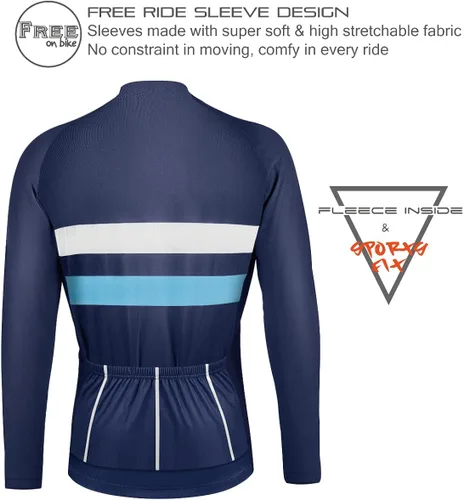 Miniatura 2 de CEROTIPOLAR Camisetas de ciclismo de ajuste estándar con forro polar chaquetas de bicicleta de manga larga para otoño e invierno