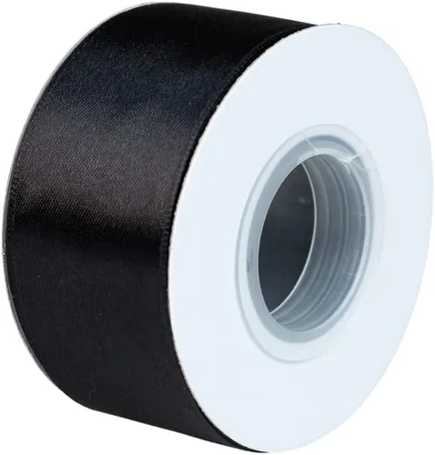 Miniatura 2 de Craft County - Cinta de satén de doble cara de 1 pulgada - Negro - 25 yardas (75 pies) - Ideal para proyectos de manualidades, envoltura, bodas