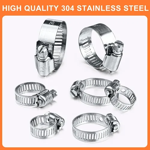 Miniatura 7 de 60 abrazaderas de manguera de acero inoxidable ajustable de 0.236-1.496 in de rango de tornillo sin fin, abrazadera de conducto, abrazadera de tubo