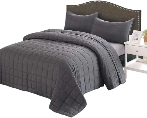 Miniatura 17 de EMME Colchas Juegos de Ropa de Cama Tamaño Queen Colcha Azul Marino, Juego de Cama Suave y Ligero Prelavado, Cubrecama de Microfibra Reversible