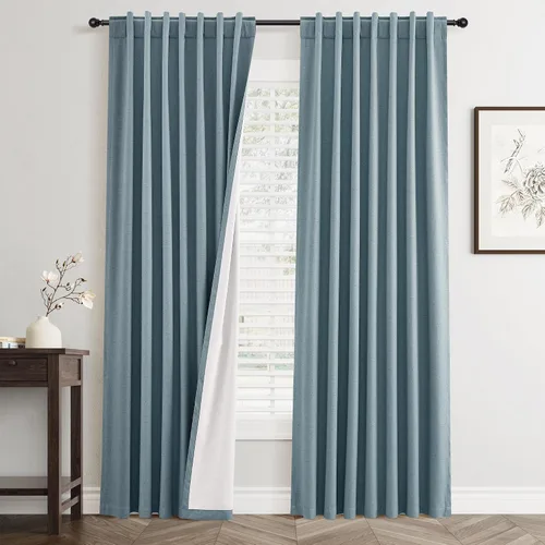 Miniatura 38 de Cortinas Opacas de Lino Beige Blanco de 84 Pulgadas de Largo, Juego de 2 Paneles para Sala de Estar y Dormitorio, Térmicas con Reducción de Ruido