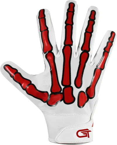 Miniatura 3 de Glorious Traders Adult & Youth Football Gloves - Ultimate Performance Booster with Super Sticky Grip Blanco y rojo