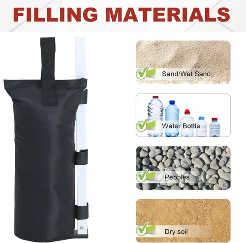 Miniatura 4 de ABCCANOPY Bolsas de Arena para Carpa Extra Grandes de 150 Libras, Paquete de 4, Negro (Sin Arena)