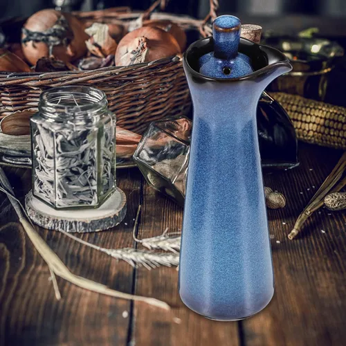 Miniatura 4 de Kichvoe Botella de condimento de cerámica de estilo japonés, recipiente de salsa de esmalte vintage para uso doméstico y restaurante, recipiente