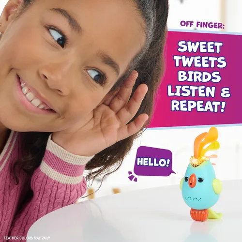 Miniatura 3 de Fingerlings Sweet Tweets Interactive Bird - Graba y reproduce mensajes secretos, incluye más de 40 sonidos y reacciones - Debbie (rosa)