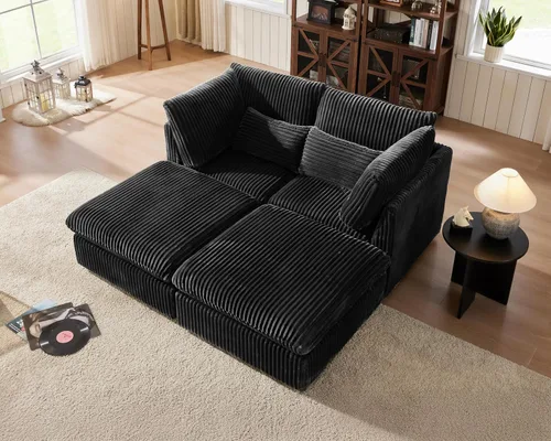 Miniatura 63 de Sofá Modular de Gran Tamaño, Sofá Seccional de Chenilla Nube Extra Profundo con Chaise Otomana, Sofá Esponjoso de Chenilla de 4 Plazas para Sala