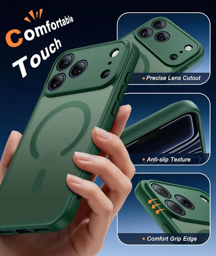 Miniatura 143 de FNTCASE Funda para iPhone 17 Pro: Fundas delgadas translúcidas de color azul claro compatibles con MagSafe, protección completa de la cámara