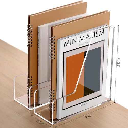 Miniatura 3 de SANRUI Paquete de 2 soportes de acrílico para archivadores de revistas, organizador de escritorio, revistero, transparente, vertical