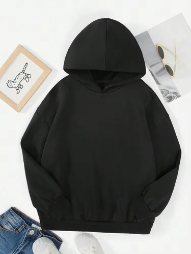 Miniatura 2 de Floerns Sudadera con capucha de manga larga con estampado gráfico de corazón para niñas