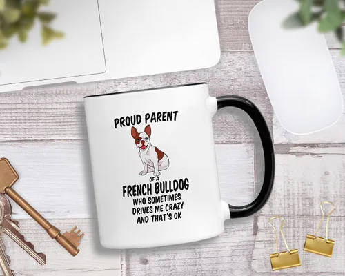 Miniatura 2 de Casitika Regalos de bulldog francés. Taza de café Frenchie de 11 onzas. Taza de bulldog francés para mamá o papá. Taza divertida con arte de perro