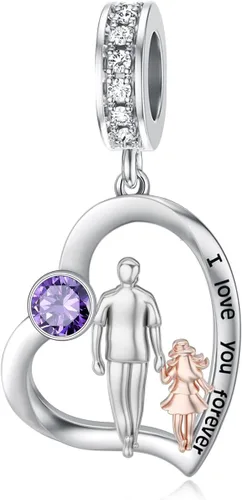 Miniatura 163 de PROESS Dije para padre, madre e hija, pulsera de plata de ley para pulseras, regalos de cumpleaños, día de San Valentín, para hija, madre, amante