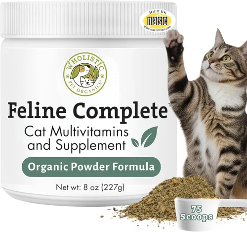 Miniatura 11 de Wholistic Pet Organics Feline Complete Organic Pumpkin - 4 onzas - Multivitamínico y probiótico en polvo para gatos - Alimento natural para gatos