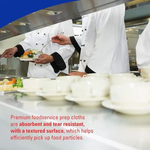 Miniatura 9 de WypAll CriticalClean Paños de limpieza de alto rendimiento para servicio de alimentos (05927), Toallas plegadas en cuartos, azul