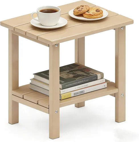 Miniatura 11 de OTSUN - Mesa auxiliar de exterior resistente a la intemperie, mesas pequeñas de patio de 2 niveles para exterior o interior, mesa pequeña
