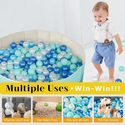 Miniatura 6 de Piscina de bolas de 40 pulgadas para niños pequeños y mascotas, pelota plegable para bebés, corralito de juegos y valla con bolsa de almacenamiento