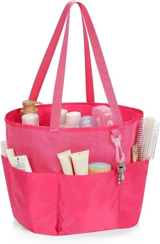 Miniatura 8 de Organizador de ducha de malla portátil, bolsa de aseo de viaje para mujeres y hombres, bolsa de ducha de gran capacidad, bolsa de baño de secado