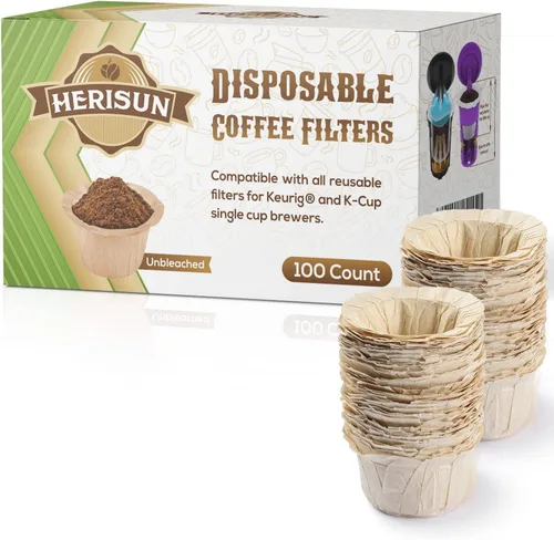 100 filtros de café desechables K Cup, papel de filtro de café para cafeteras Keurig de una sola porción 1.0 y 2.0, uso con cápsulas K Cup