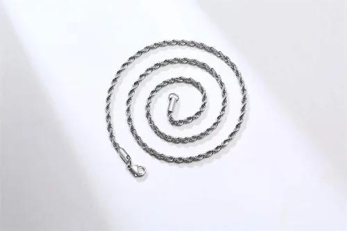 Miniatura 2 de VNOX Collar de cadena de cuerda francesa de acero inoxidable para hombres y mujeres, 16182022242826282830323436 pulgadas