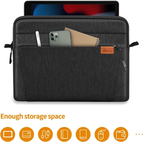Miniatura 4 de Bolsa de manga para tableta, bolsa de hombro diaria de 11 pulgadas para tableta, bolsa cruzada impermeable con organización inteligente para Negro