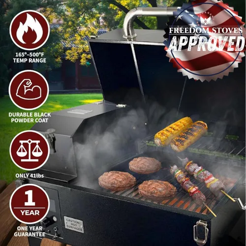 Miniatura 7 de Freedom - Parrilla de pellets portátil y ahumador: pantalla digital, sondas duales de carne, área de cocción de 242 pulgadas cuadradas, alimentado