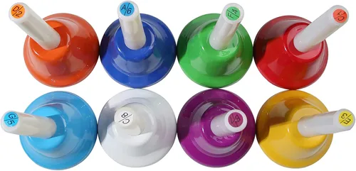 Miniatura 2 de Campanas de mano de 8 notas, coloridas campanas de mano, instrumento musical para niños y adultos, escuela, iglesia, boda