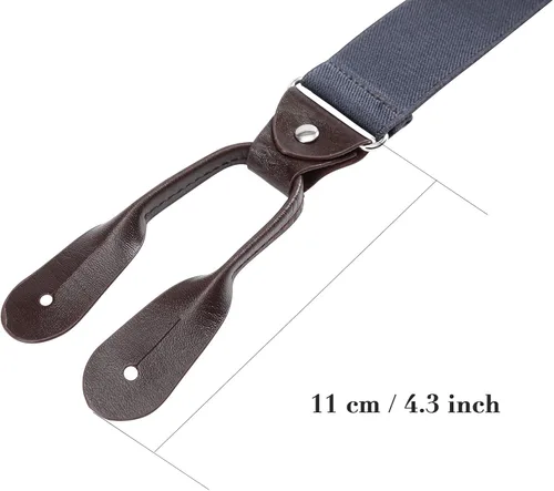 Miniatura 35 de AWAYTR Tirantes de botón marrón para hombre, tirantes elásticos ajustables en forma de Y
