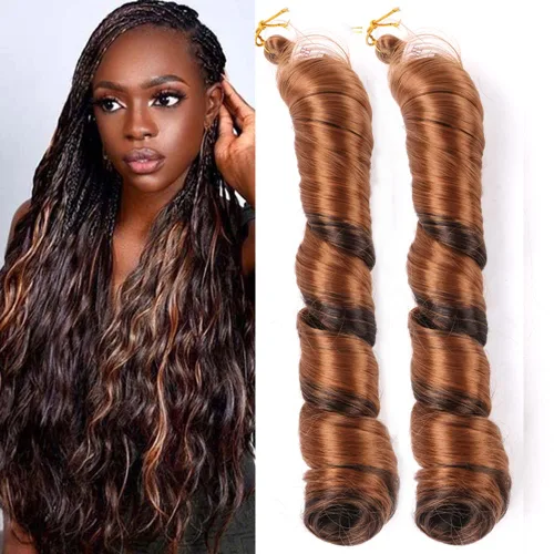 Miniatura 16 de Cabello rizado francés trenzado para trenzas de caja, 8 paquetes de 12 pulgadas, 3.00 oz/paquete, cabello trenzado de onda suelta, extensiones