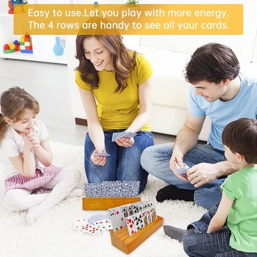 Miniatura 3 de Juego de soportes para mazos de cartas de 2 unidades para niños, soportes de madera para cartas para organizar en mesa de juego para adultos, Naranja
