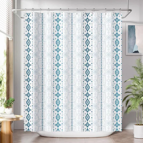 Miniatura 33 de AmazerBath Cortina de ducha floral, juego de cortinas de ducha lavables de tela con 12 ganchos para cortina de ducha, cortinas de ducha de tela C