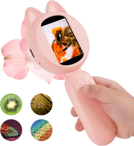 Miniatura 8 de Mia - Microscopio digital para niños con pantalla IPS de 2 pulgadas, kit de juguete educativo de ciencia, regalo de Navidad/cumpleaños para niños