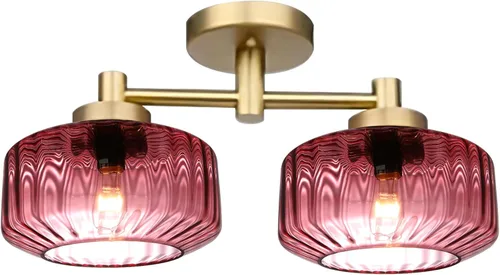 Miniatura 29 de Moderna lámpara de techo semiempotrada rosa rubor con base dorada cepillada, lámpara de dormitorio para dormitorio de niñas, guardería, pasillo