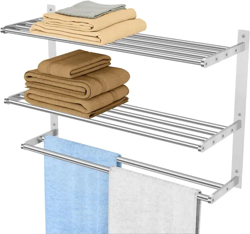 Miniatura 9 de BETHOM Toallero para baño montado en la pared, toallero de 3 niveles estilo hotel con toalleros, toalleros de níquel cepillado para baño lavabo, 16