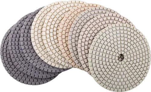 Miniatura 3 de DAMO Juego de 7 almohadillas de pulido de diamante seco de 4 pulgadas con soporte trasero para superficies de granito, hormigón y mármol