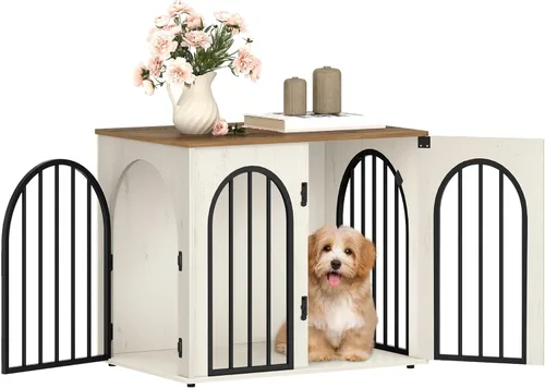 Miniatura 22 de Hzuaneri - Muebles de madera para perros de 26.8 pulgadas, jaula de interior para perros pequeños, jaulas resistentes decorativas para mascotas
