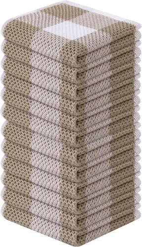 Homaxy Paños de cocina 100% algodón, tejido gofre a cuadros, 12 x 12 pulgadas, toallas para platos súper suaves y absorbentes, de secado rápido,
