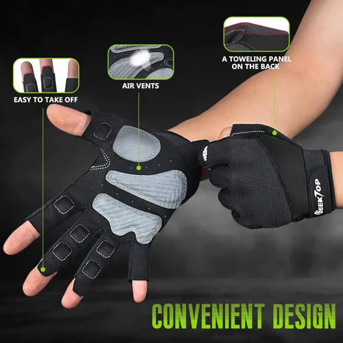 Miniatura 2 de Seektop Guantes de entrenamiento para hombres y mujeres, guantes de levantamiento de pesas con protección completa, excelente agarre, gimnasio