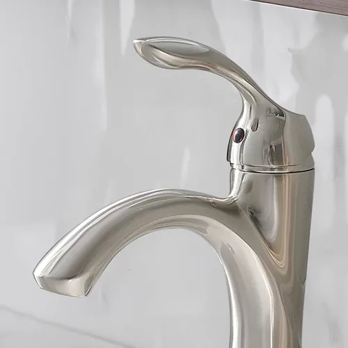 Miniatura 8 de BWE Grifo de baño, grifo de fregadero de níquel cepillado con 1 orificio con drenaje desplegable y líneas de suministro para uso doméstico