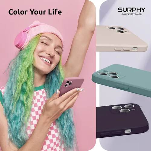 Miniatura 7 de SURPHY Funda con diseño para iPhone 11 Pro Max con protección para cámara, diseño de borde recto, silicona líquida delgada, color morado lila Lila