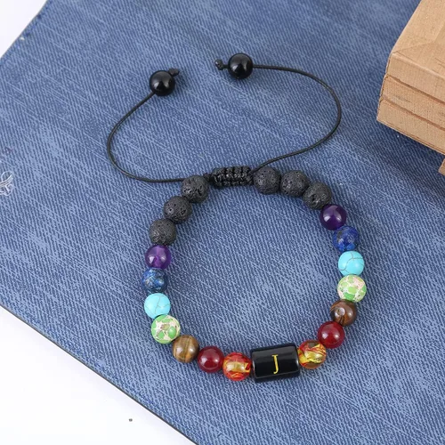 Miniatura 4 de Pulsera con inicial regalo para aliviar el estrés para mujeres y niñas pulsera de yoga y chakras pulsera de cristal curativa pulsera de aceite