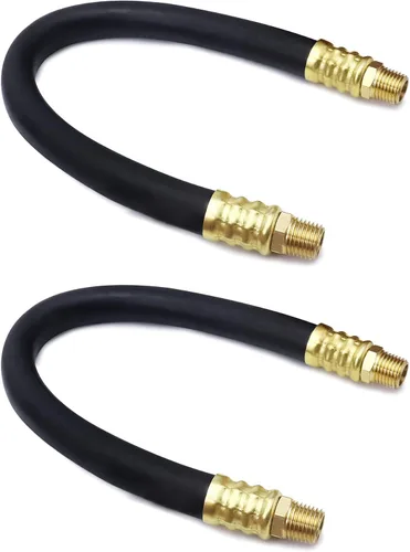 Manguera para compresor de aire QWORK, manguera de aire de 3/8" x 15", presión máxima de trabajo de 300 PSI, conexiones de 1/4" macho NPT a 1/4"