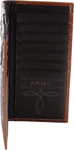 Miniatura 5 de Ariat Billetera Rodeo en relieve de roble para hombre, Beige Bronceado